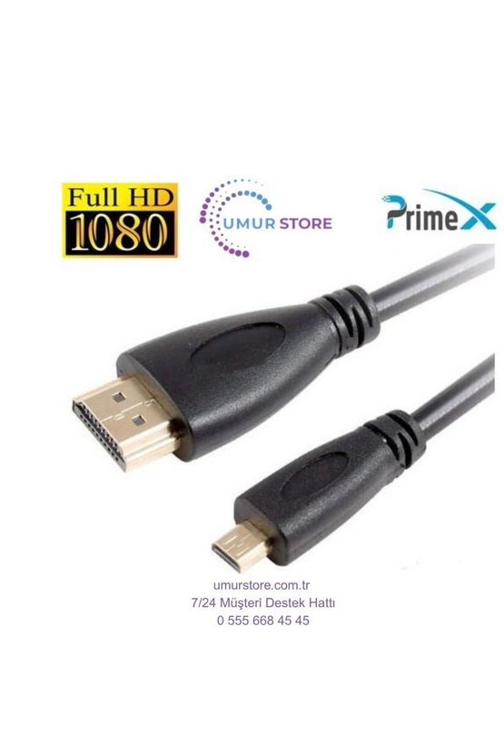 Micro HDMI To HDMI 1080P Fullhd Kablo - 1.5m