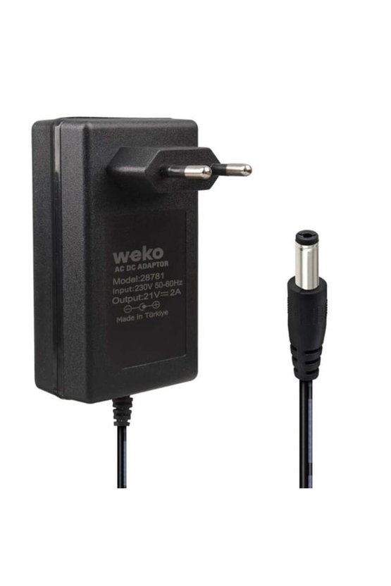21 Volt - 2 Amper 5.5*2.5 Mm Uçlu Kırmızı Yeşil Ledli Priz Tipi Şarjlı Matkap Adaptörü