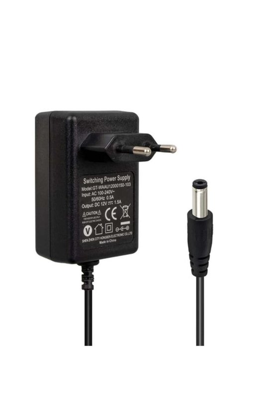 12Volt 1.5Amper 5.5X2.5mm Uçlu Plastik Kasa Priz Tipi Adaptör