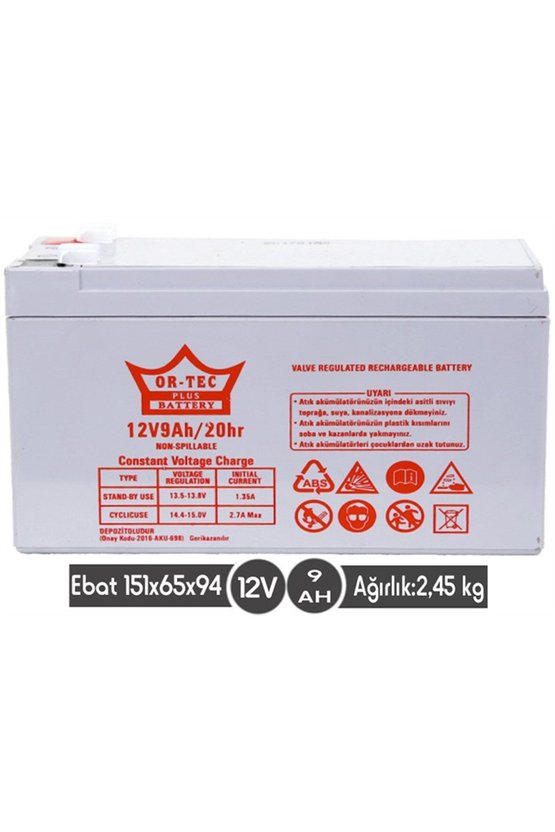 12 V 9 AHM KURU AKÜ
