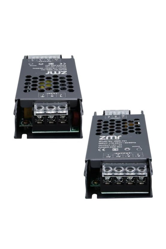 12 Volt 5 Amper 60 Watt Slim Metal Kasa Adaptör