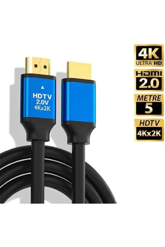 Step 5 Metre 4K Ultra HD 2.0V Alüminyum Başlıklı Altın Uçlu HDMI Kablo Bezirgan 1027645