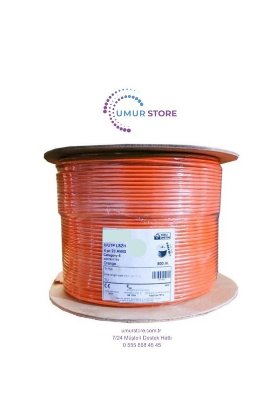 Cat 6 Halogen Free Utp 23AWG Kablo 500M Turuncu