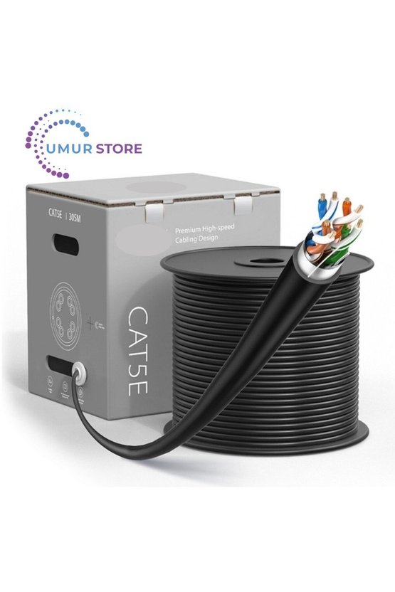 CAT5E Utp Bakır Lan Veri Kablosu 305MT 23 Awg Siyah Pvc