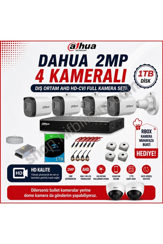 2mp 4 Kameralı Dış Ortam Ahd Hd-cvi Full Kamera Seti 1tb Disk