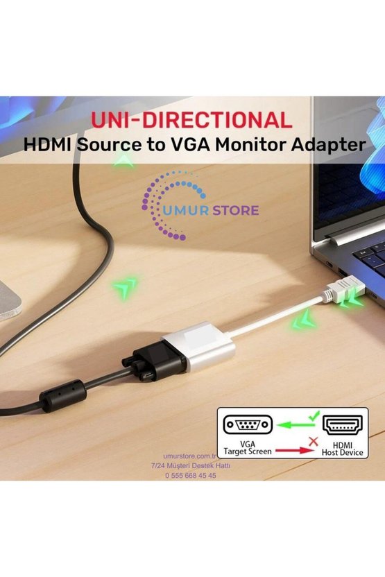 HDMI To VGA Dönüştürücü 1080P&60Hz