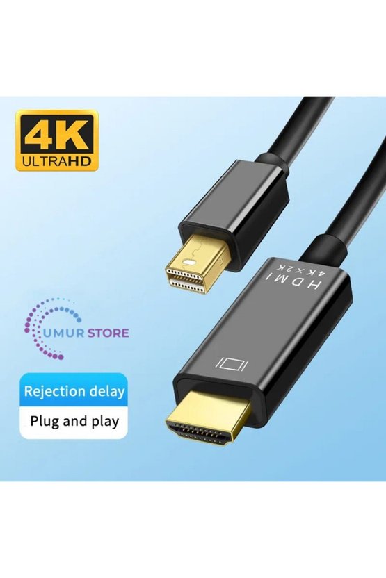 Mini Display Port To HDMI Kablo 4KX2K Video Aktarma Kablosu 1.8 Metre
