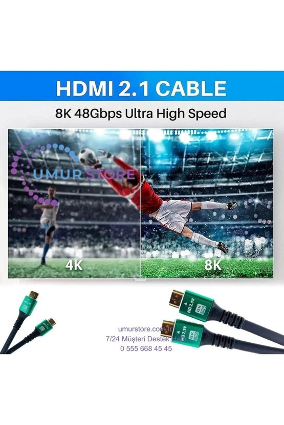 10K 8k HDMI Kablo Fiber Premium Tv Gaming Playstation Xbox Uydu V2.1