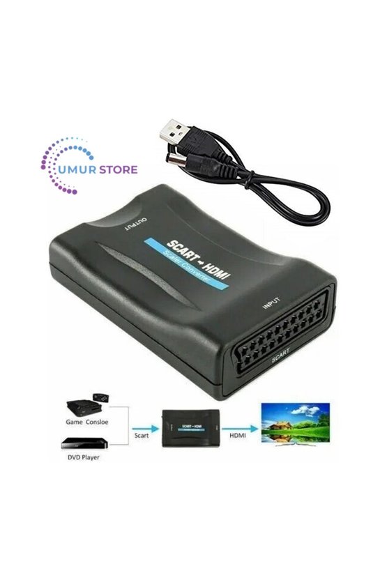 Scart To HDMI Av Video Tv Dönüştürücü Çevirici Adaptör Converter