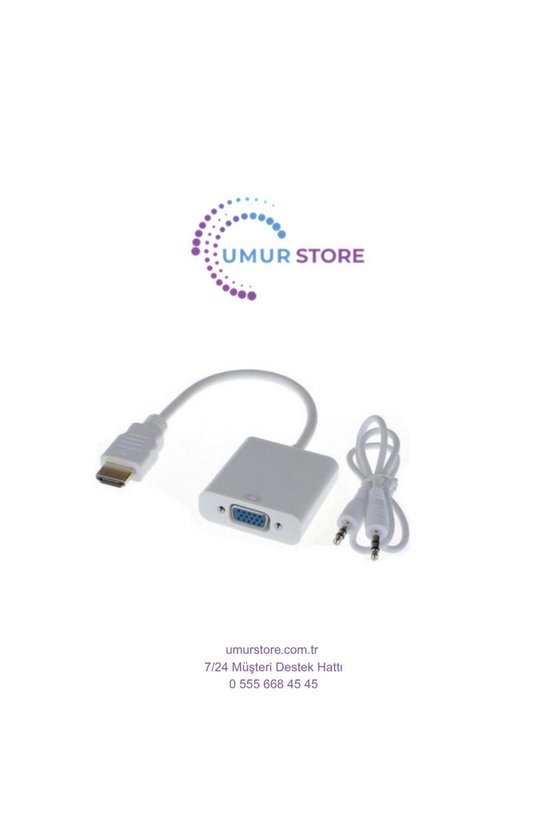 HDMI To VGA Ses Çıkışlı Kablo Çevirici Dönüştürücü Adaptör