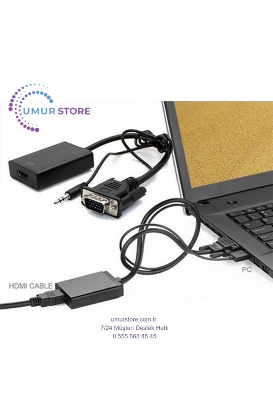 Vga To Hdmi Kablo Dönüştürücü Görüntü Ve Ses Çevirici