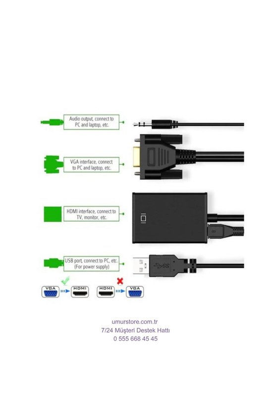VGA To HDMI Çevirici + Ses