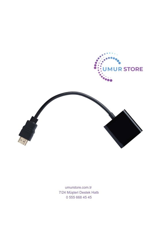 HDMI to VGA Dijital - Analog, Full HD 1080P,Tak Çalıştır Görüntü Dönüştürücü Kablo
