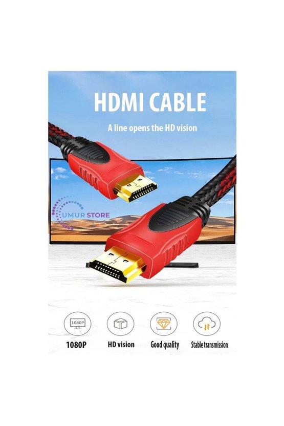 3mt Üç 3 Metre Sargılı HDMI Kablo Full Hd 1080 3D 4K 2160P Kaliteli Hdmi 2k 4K HDMI 2.0