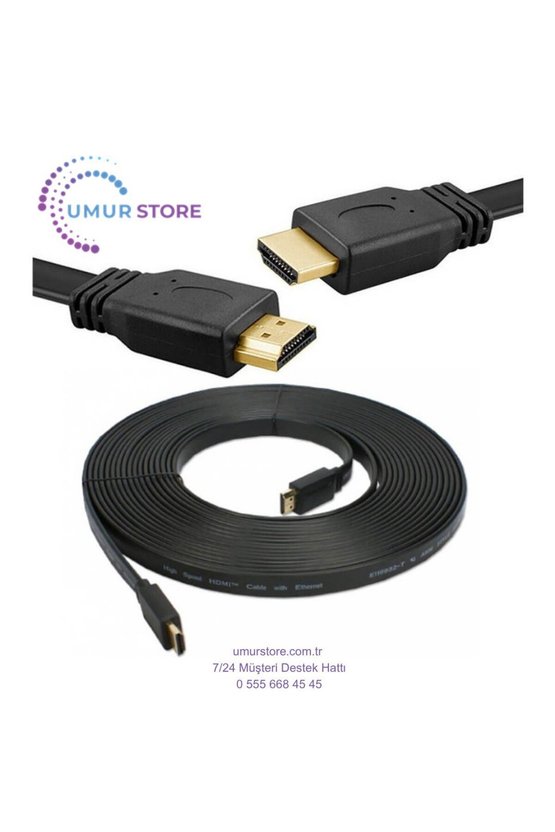 HDMI Kablo 4K Full Hd 3D Destekli 3840*2160 Yassı Flat Slim Kablo 10 Metre
