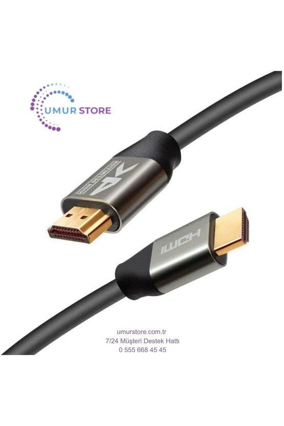 30 Metre 4K HDMI Kablo Erkek-Erkek – Altın Uçlu, 18GBPS, Arc & Ethernet Destekli