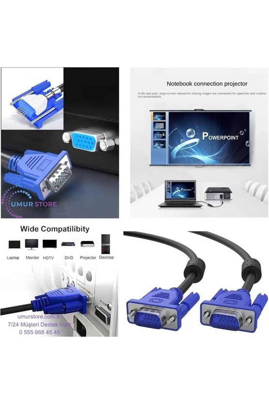 Es-Vga 30 15 Pin Filtreli 30 Metre VGA Kablosu
