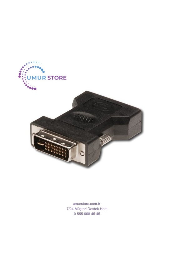 DVI VGA Adaptörü, Dvı-I (24 + 5) Erkek - VGA (HD15) Dişi , Siyah Renk