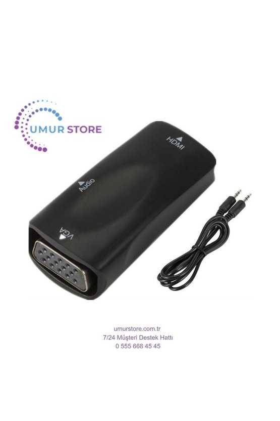 HDMI To VGA Monitör Ses Destekli Çevirici Dönüştürücü Adaptör Dişi-Dişi