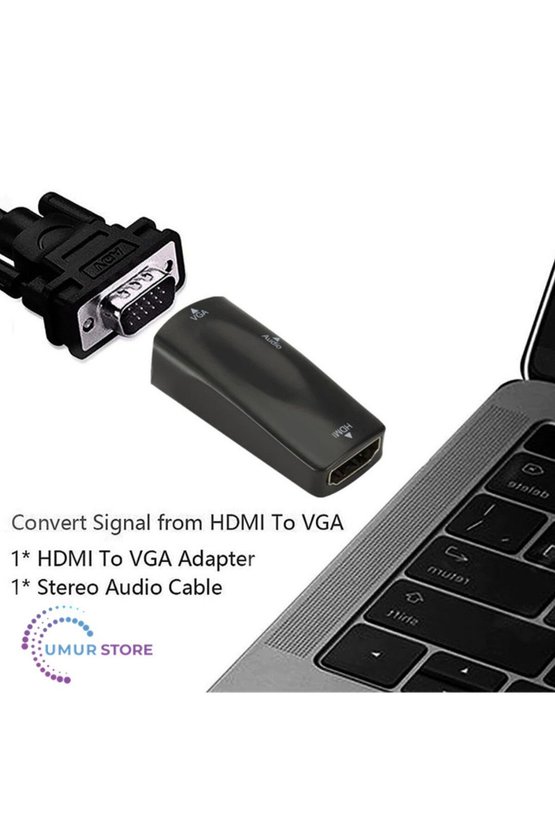 HDMI To VGA Monitör Ses Destekli Çevirici Dönüştürücü Adaptör Dişi-Dişi