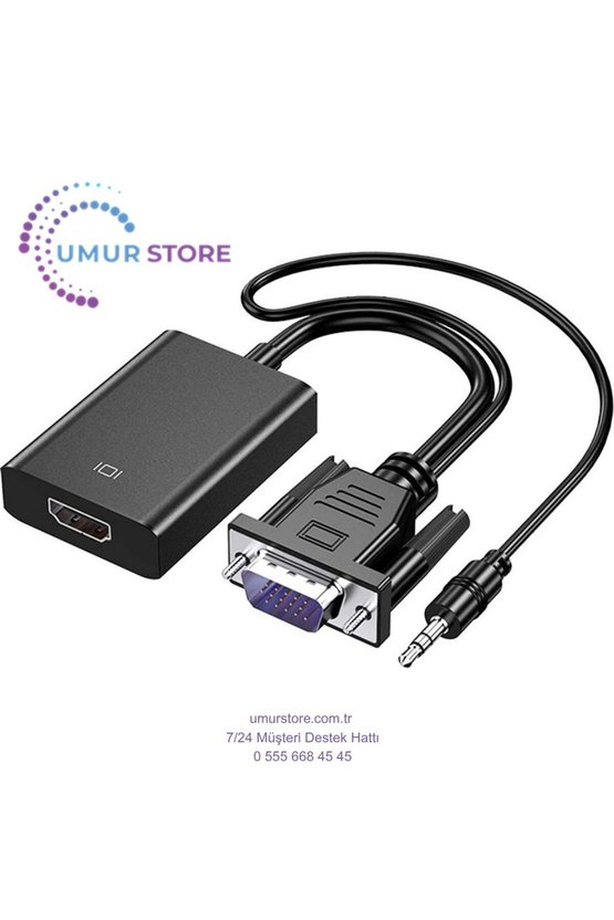 VGA HDMI Aktif Dönüştürücü VGA To HDMI Kablolu VGA Erkek HDMI Dişi VGA In HDMI Out Converter