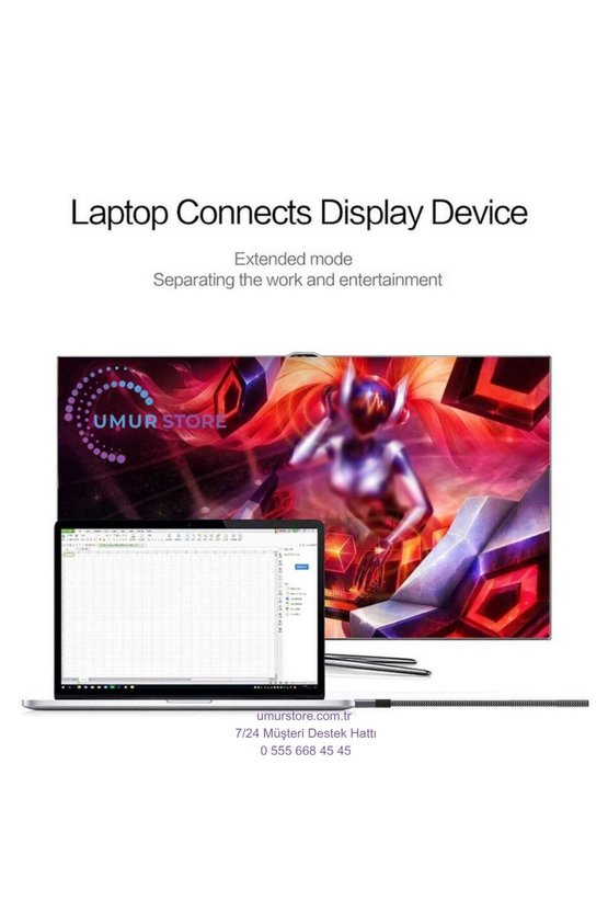 Type-C To Mini Display Port Kablo 4K 60Hz 180 cm Görüntü Aktarım Kablosu