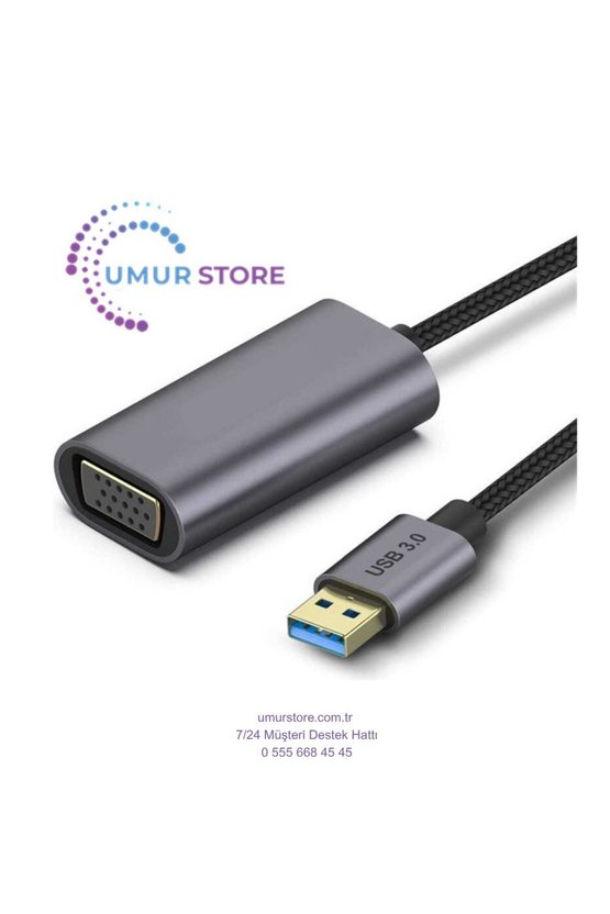 USB 3.0 To VGA Dönüştürücü 1080P Full Hd Görüntü Aktarım Kablosu Tak & Çalıştır