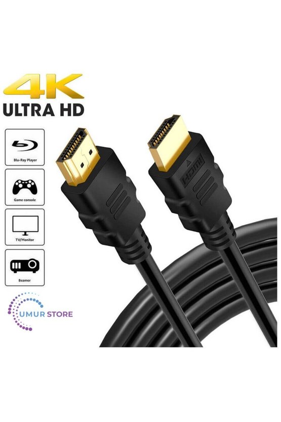 HDMI Kablo 4K 3D Ağ Destekli Altın Uçlu 4K 60Hz 18G Bps Ultra Hd 4K Ethernet HDMI Kablosu - 3 mt