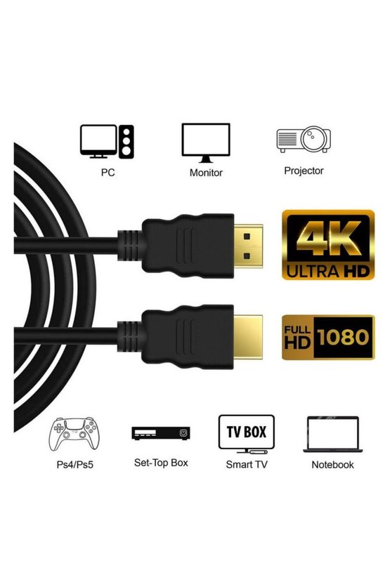 HDMI Kablo 4K 3D Ağ Destekli Altın Uçlu 4K 60Hz 18G Bps Ultra Hd 4K Ethernet HDMI Kablosu - 3 mt