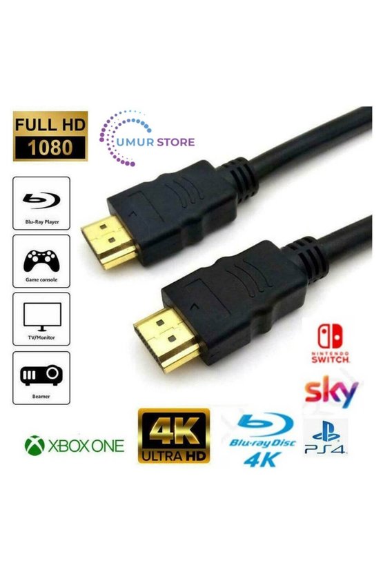 HDMI Kablo 4K 3D Ağ Destekli Altın Uçlu 4K 60Hz 18G Bps Ultra Hd 4K Ethernet HDMI Kablosu - 3 mt