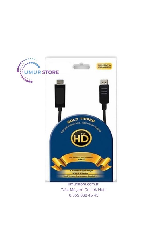 IDPH-18T Displayport To Hdmi Kablo 1.8mt