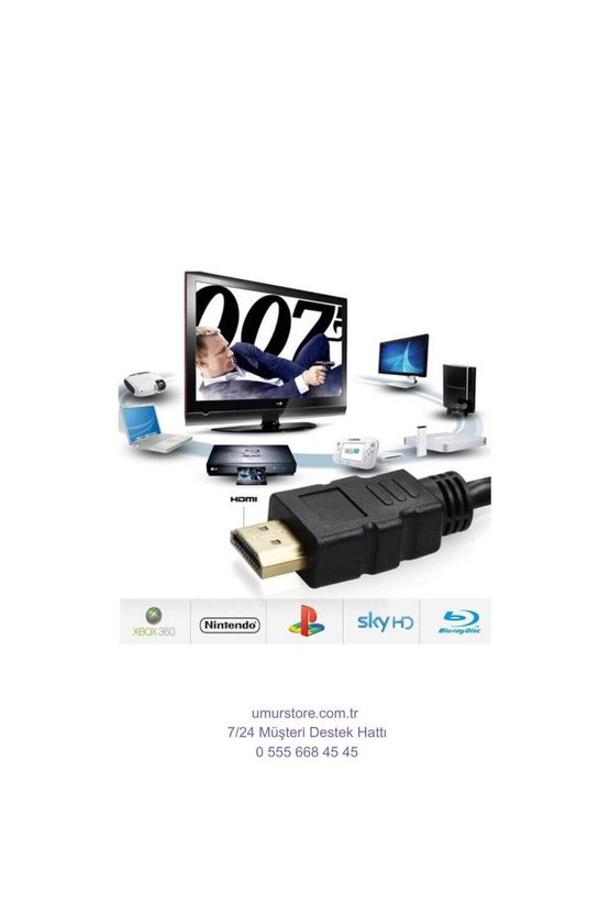 HDMI To HDMI 30CM Kısa HDMI Kablo Altın Uçlu Full Hd 3D LCD LED Ps3 Uydu Receiver