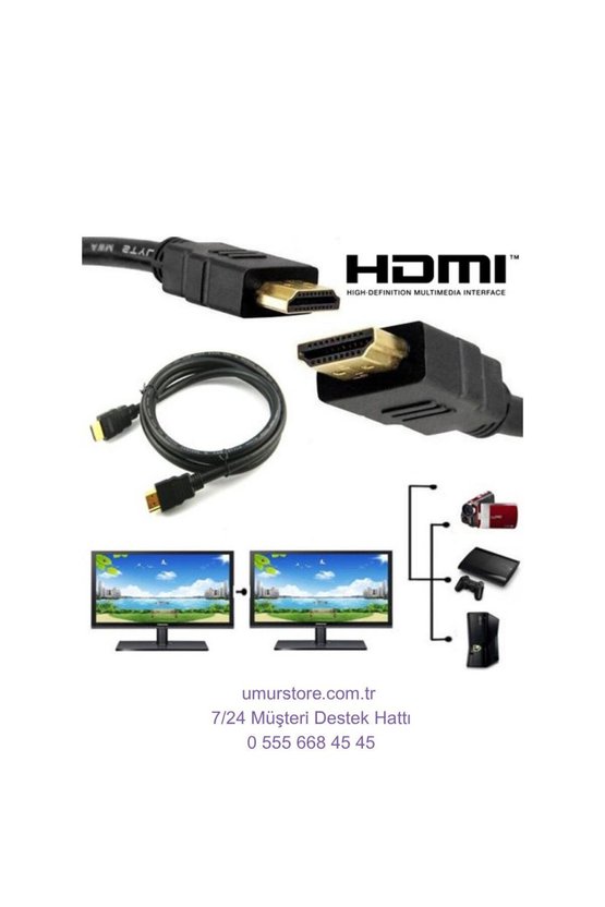 HDMI To HDMI 30CM Kısa HDMI Kablo Altın Uçlu Full Hd 3D LCD LED Ps3 Uydu Receiver