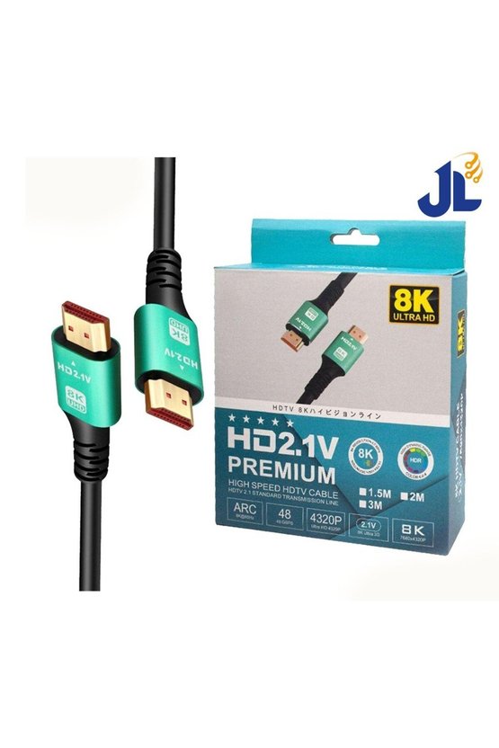 HDMI 2.1 Kablo 8K Ultra Hdtv 2 Metre, 8k 60Hz, 4K 120Hz, 7680P Hdr 2.1V 48GBS Görüntü Kablosu