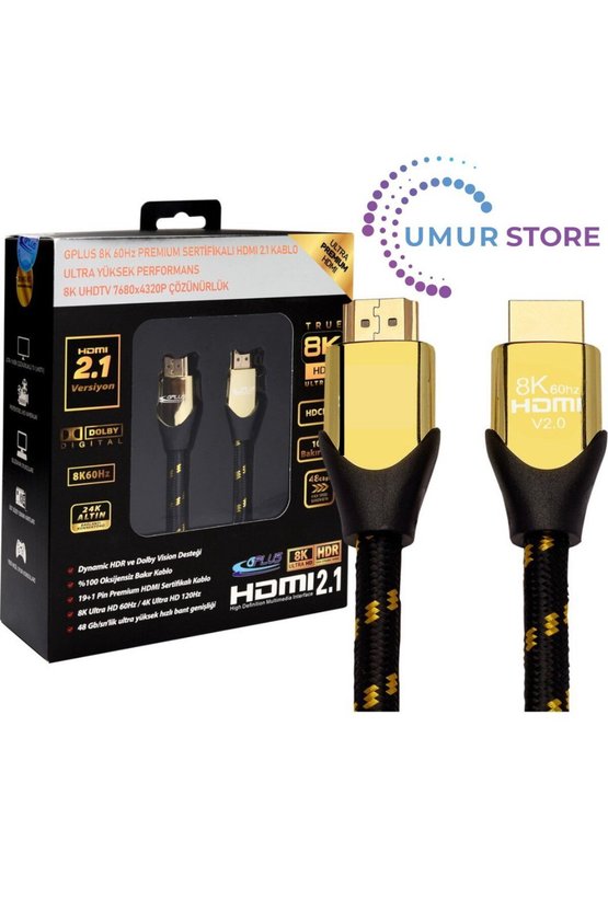 8K60 2 Metre HDMI 48 Gbps 8k Ultra Hd Sertifikalı 8k 60Hz 4320P 4K 120Hz 26 Awg D-Hdr Hdcp 2.3 Earc