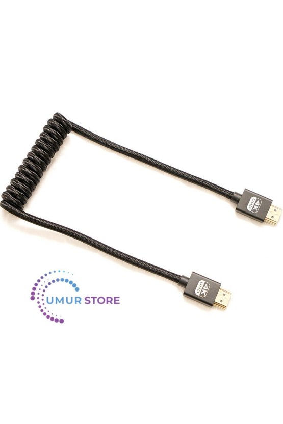 HDMI To HDMI Kablo Spiralli 4K 60Hz 80CM