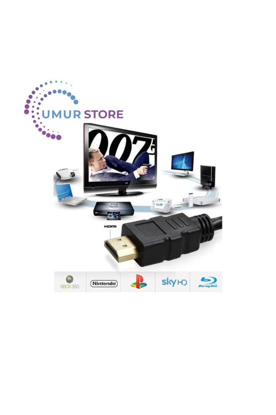 HDMI Kablo Kısa HDMI Kablosu Altın Uçlu Full Hd 3D LCD LED Ps3 Uydu - 50 cm