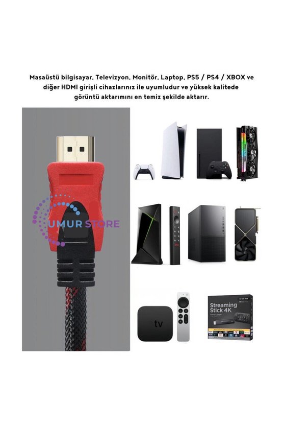 3 Metre HDMI Kablo Full Hd Tv Monitör Uydu Alıcısı Pc Uyumlu HDMI Kablosu
