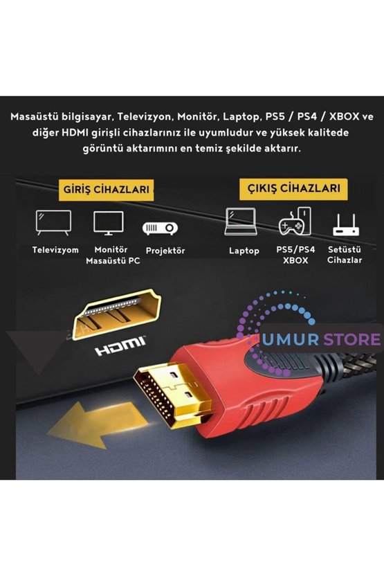 3 Metre HDMI Kablo Full Hd Tv Monitör Uydu Alıcısı Pc Uyumlu HDMI Kablosu