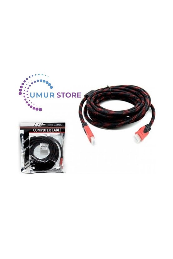 5 Metre 1080p Hasır Örgülü Hdmi Kablo