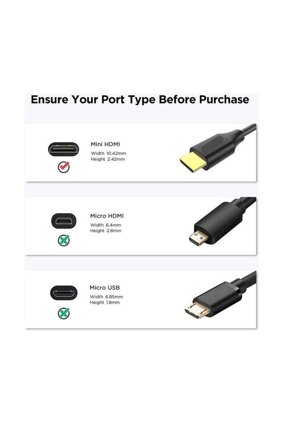 Mini HDMI Uzatma Kablosu 25 cm 4K 60Hz Male To Female Mini HDMI Kablo