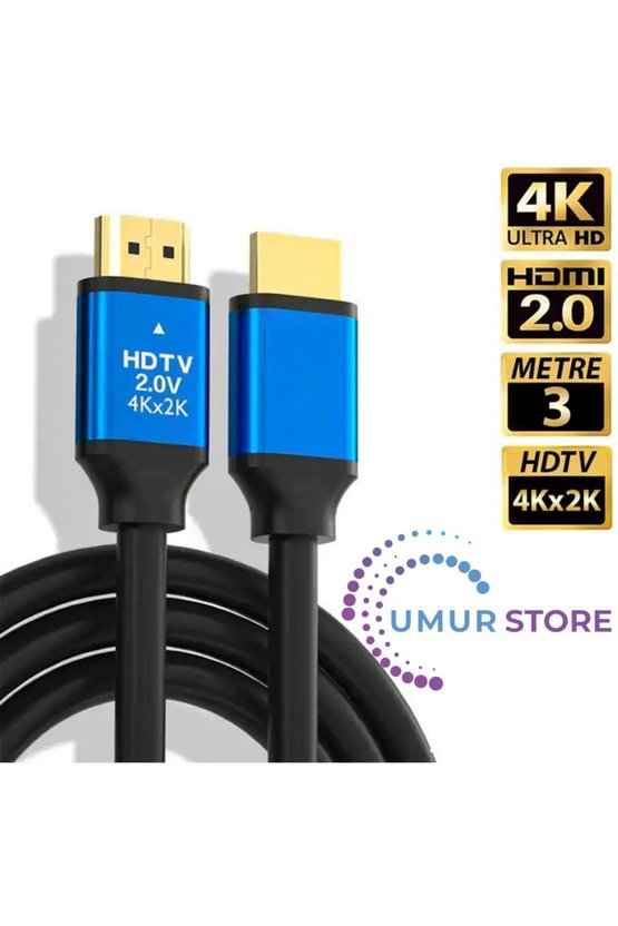 4K Ultra Hd 2.0V Alüminyum Başlık Altın Uçlu Hdmi Kablo 3 mt