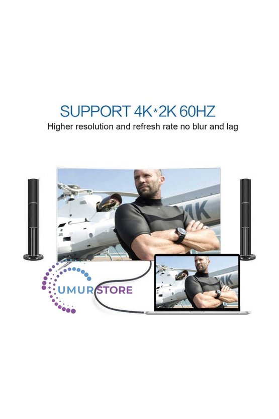 Type-C To Display Port Kablo 4K Görüntü Aktarım Kablosu 3 Metre