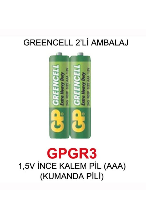 1,5V İNCE KALEM PİL (AAA) (KUMANDA PİLİ) - GREENCELL 2’Lİ AMBALAJ