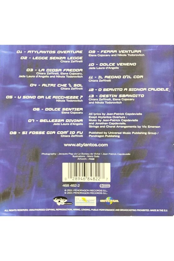 (Müzik CD sidir - Plak Değildir) CD Partick Capdevielle Atylantos CD
