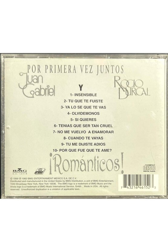 (Müzik CD sidir Plak Değildir) CD Juan Gabriel Y Rocio Durcal Romanticos CD