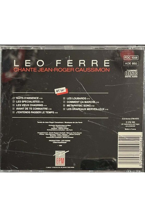 (Müzik CD si - Plak Değildir) CD Leo Ferre Chante Jean - Roger Caussimon CD