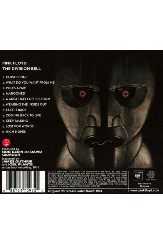 (Müzik CD sidir Plak Değildir) CD Pink Floyd The Division Bell (Remastered) (Açılmamış Ambalajında)