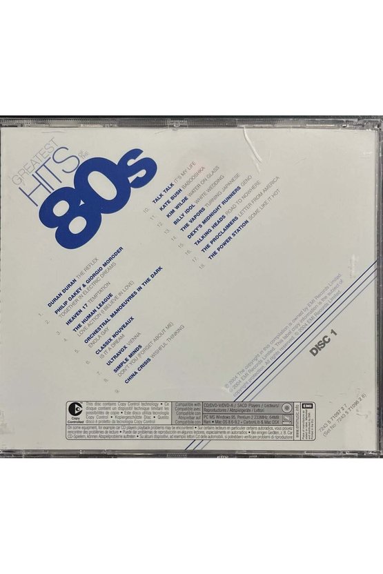 (Müzik CD si - Plak Değildir) CD Greatest Hits Of The 80s Disc-1 CD
