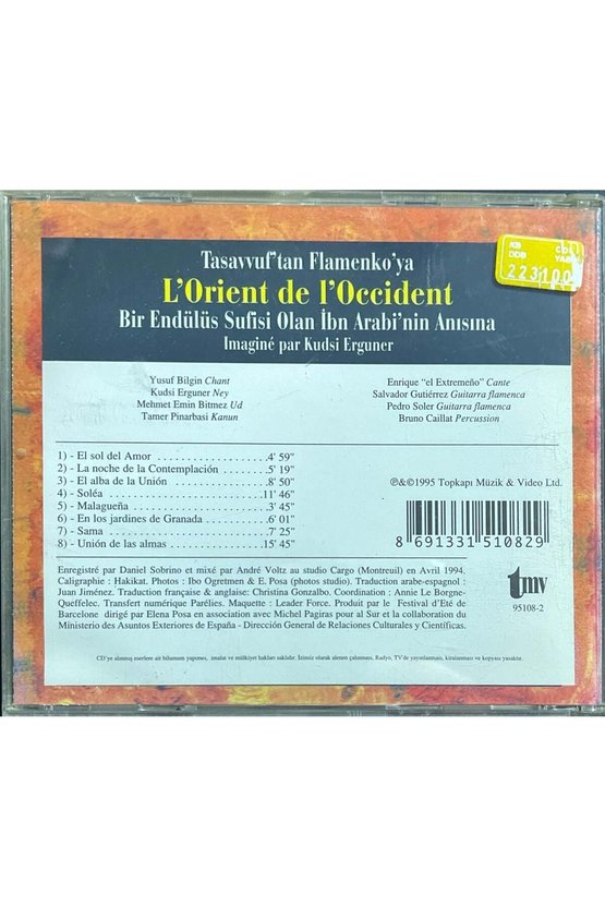(Müzik CD si - Plak Değildir) CD Lorient De LOccident Tasavvuf tan Flamenko ya CD